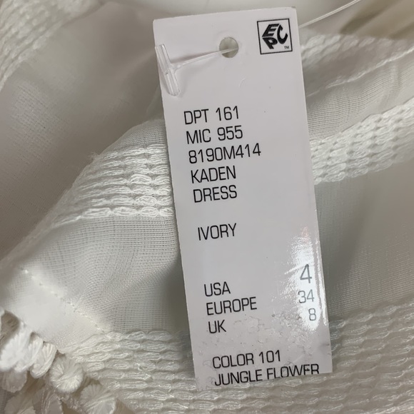 1-3519 Antonio Melani white Kaden ruffled lined sleeveless dress size 4 NWT - Picture 8 of 9